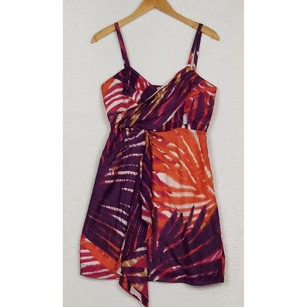Banana Republic Mini Dress Womens 6 Spaghetti Strap Silk Blend Pleated Babydoll